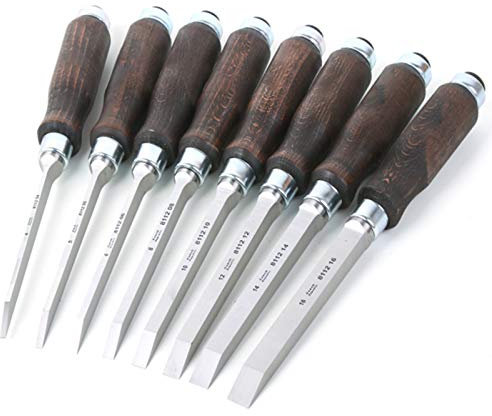 8 Stück Professionelles Stechbeitel Set Holzmeißel Set, Solider Griff, Chrom-Vanadium-Meißel Set 4/5/6/8/10/12/14/16Mm Für Holzschnitzerei, Zimmerei, Schneiden Der Kanten