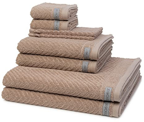 Ross - 8 teiliges Frottier-Set - Smart (2 X Wasch- 2 X Gäste- 2 X Dusch- 2 X Handtuch im Set) - 520 g/m2 - Baumwolle - Frottee - saugstark - weich und flauschig - Nougat