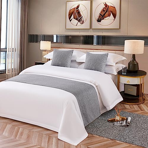 OSVINO Camino de cama sólido de microfibra, protector de ropa de cama simple, ligero y duradero, bufanda para boda, habitación de hotel, gris claro, individual/individual XL