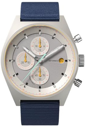 DeTomaso D10 Chrono SOLAR Gray Yellow Grau Gelb Herren-Armbanduhr Analog Solar Armband Blau
