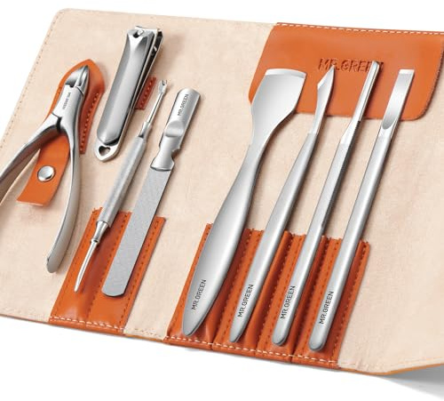 MR.GREEN Set di coltelli professionali per pedicure, tagliaunghie incarnite, strumenti per la cura dei piedi, in acciaio inox, kit di rimozione cuticole (8 pezzi)