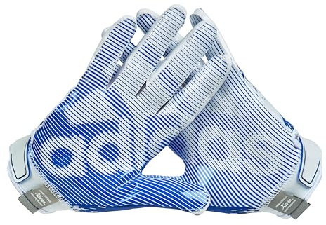 Adidas Youth Scorchlight 6 Football Receiving Gloves, White/Royal, Large