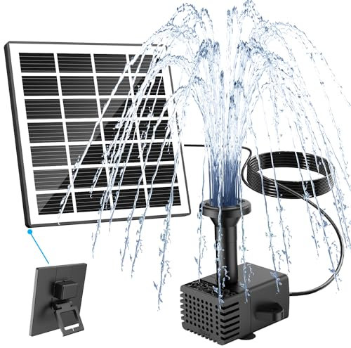 Yzert Solar Springbrunnen 1.8W, 2025 Upgraded Glas Solar Teichpumpe mit 8 Effekte und 3M Kabel, Solar Wasserpumpe Schwimmender Fontäne Pumpe für Außen Vogelbad, Fischbecken, Garten (Weiß)