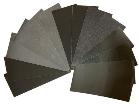 Aventurine 14pcs Sandpaper 400 to 2000 Grits, Wet and Dry Sandpaper 9x3.6 Inch for Cars Polishing Metals Walls Wood Furniture Sanding, 400 600 800 1000 1200 1500 2000 Grit Wet/Dry Sandpaper Sheets Kit