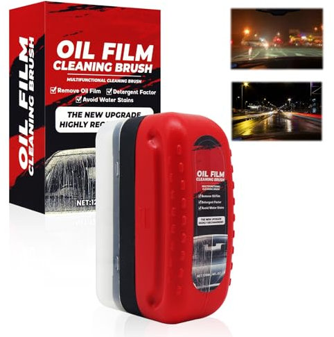 KUIRUNRX® Spazzola Multifunzione Per La Pulizia Del Film Dell'olio Per Auto, Spazzola Per La Pulizia Della Pellicola Dell'olio, Potente Detergente Parabrezza E Solvente Pellicole Olio(1PCS 120ML)