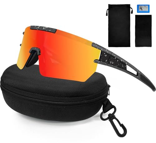 LOYEBOHU Schnelle Brille Rave, Sonnenbrille Fahrradbrille Herren Damen, UV400 Schutzbrille für Outdooraktivitäten Wie Radfahren Ski Fischen Laufen (Orange)