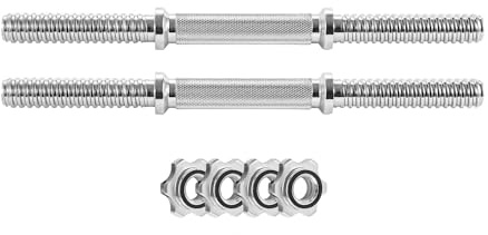 Phoenix Fitness 35cm Dumbbell Bars - Pair of 1” Dumbbell Handles with 4x Spinlock Collars for Weightlifting and Strength Training at Home & Gym – 2x Solid Steel Dumbbell Bars, 35cm