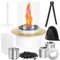 【Tanzende Flamme】 Bioethanol Tischkamin mit Metallplatte- Ethanol Tischfeuer für Indoor & Outdoor| 2.5h x 2 Brenndauer mit Verstellbarer Flamme | Moderner Tischkamin für Garten, Terrasse, Balkon