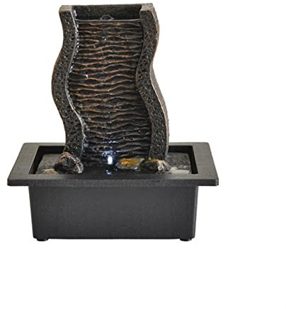 Fuentes de mesa para interiores, fuente LED de la suerte Rockery cascada de agua, fuente de escritorio, fuente de resina, decoración del hogar, fuente de cascada interior, fuente de agua de mesa (A)