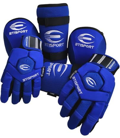 ETISPORT Set de Protecciones, Guantes, Rodilleras, espinilleras, de Hockey Patines para niños Starter. Calidad Profesional; Gran Confort y protección. (Azul, XXXS)