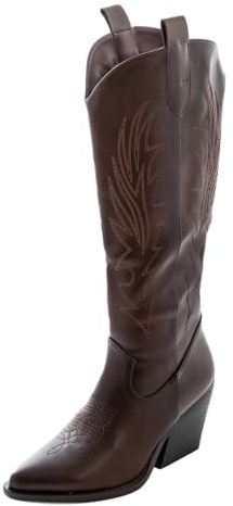 Toocool Stivali Donna Texani Cowboy Western Camperos Scarpe A Punta GA021 [Marrone, 38]