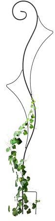 Relaxdays Supporto per Piante Rampicanti da Giardino, Traliccio di Sostegno per Edera e Rose, 147x30 cm, Metallo, Nero, Acciaio