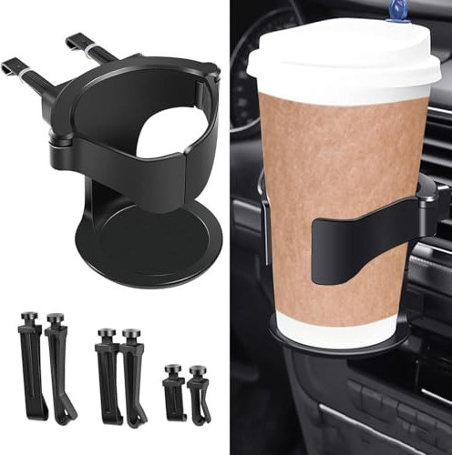 2 Set Adjustable Car Cup Holder With Non-slip EVA Pads, Universal Air Vent Drink Holder With Ventile Clips for Most Cars