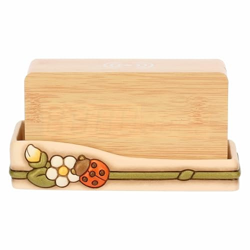 THUN Orologio digitale con fiori e coccinella, ceramica; meccanismo digitale; case in plastica con finitura/rivestimento in PU effetto legno, Collezione Country Bloom, 17 x 9 x 3,7 cm