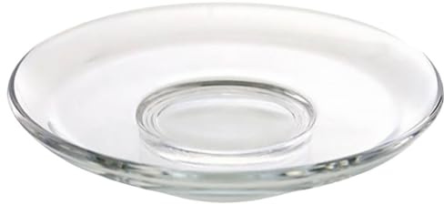 CLISPEED Piattino in vetro trasparente rotondo piatto decorativo per caffè, tè e snack sotto tazza e resistente per casa bar e ristorante riutilizzabile