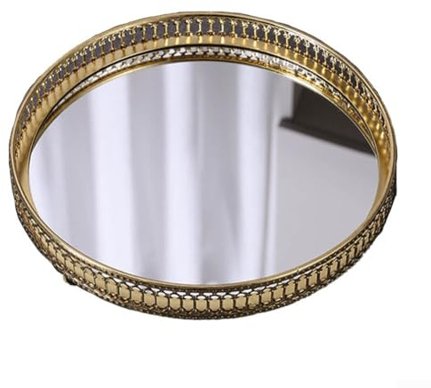 Bandeja decorativa de estilo retro para maquillaje y joyería que mejora la estética de tu hogar (B)