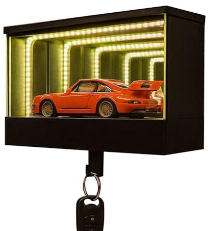 Porte-clés de garage, support mural pour clés de voiture de course avec LED, petit porte-clés 3D pour mur, installation facile, pour les amateurs de voitures pour l'entrée