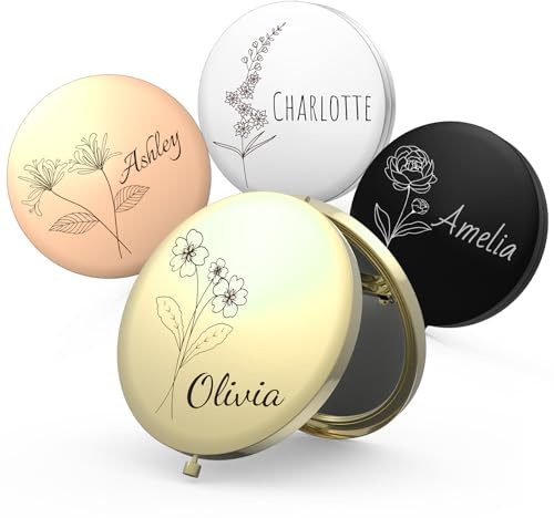 WASHNN Espejo Personalizable de Bolsillo, Mini Espejo de Doble Cara Compacto y Portátil, Esencial y Uno para Boda, Navidad o San Valentín, para Tus Amigos o Mejores Amigos.