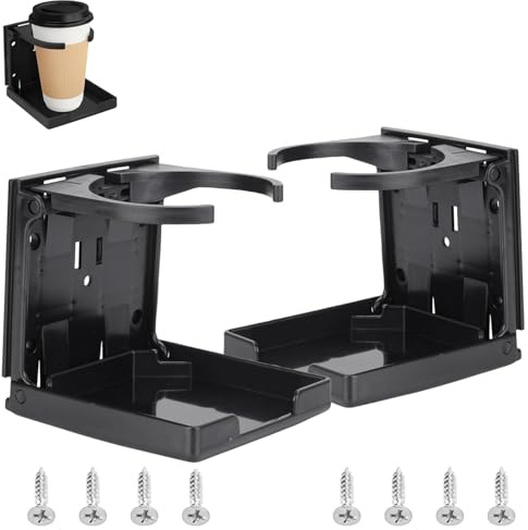 2-Pack Adjustable Folding Drink Holders for Vehicles - Space-Saving, Corrosion-Resistant Cup Mounts for Cars, Trucks, RVs, Boats, and More