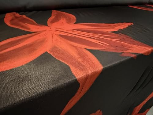 Power mesh net Stretch Fabric, per metre - Giant Lily Print - Black & red