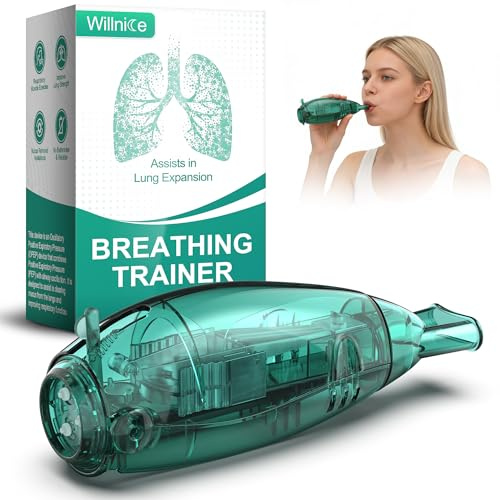 Breathing Exercise Device, Non-Measuring Exerciser & Portable Lung Exerciser with Adjustable Resistance Flutter Valve, Respiratory Muscle Trainer for Mucus Clearance & Better Breathing