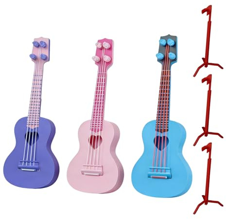 Holdes Guitare Miniature | Cordes réglables à Collectionner, Instrument de ukulélé Miniature | pour débutants Adolescents Amateurs de Musique Bureau Table de Chevet Dortoir