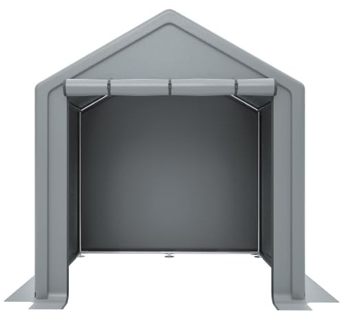 Garage per bicicletta e capanno per attrezzi, 190 x 170 x 200 cm, impermeabile, con porta a rotelle, telaio in acciaio zincato, resistente ai raggi UV, 170 g/m², colore grigio scuro