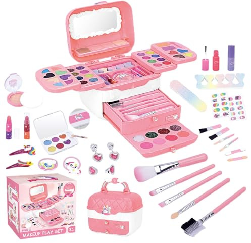 Play Maquillaje,Kit de maquillaje para niños pequeños - Maquillaje Lavable para Niñas | Juguete para niñas pequeñas con espejos, juguetes de , maquillaje para niños de 3 a 12 años, Navidad y cumpleaño