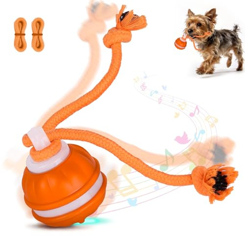 Zeepet Jouet Interactif pour Chien, 3 Modes et Moteur Puissant, Mouvements Aléatoires et Corde Oscillante, Balle Automatique pour Chiens de Petite et Moyenne Taille pour Lutter Contre l'ennui