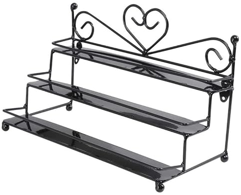 ibasenice Black Iron Nail Polish Storage Rack for Practical and Neat Makeup Organiser with Three-layer Design Stylish Wall-mounted Display Rack Suitable for Bathroom Or Dressing Room