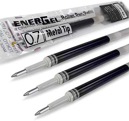 KARLTUFOU 4 x PENTEL Energel 0,7 mm påfyllning metallspets LR7 - passar Energel Xm, BL77/BL57/BL37 - SVART