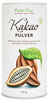 Kakaopulver (Bio Vegan) Reiner Kakao aus Ghana Trinkschokolade Kakao Ohne Zucker Backkakao - Besonders Mild, Säurearm, Stark Entölt - Theobroma Cocoa Organic Cacao Powder | PureRaw 180g