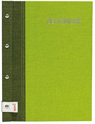 ROTH Zeugnismappe Bicolor mit Buchschrauben - Olive-Green - mit 12 A4 Klarsichthüllen, erweiterbar