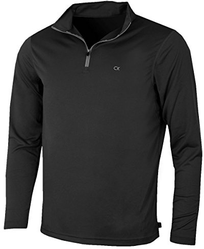 Calvin Klein Mens 2026 Harlem 1/4 Zip Lightweight Technical CK Golf Sweater | Modern fit Slimline look Mock neck Zip up collar Contrast colour zipper Quick drying CK logo screen printed left chest