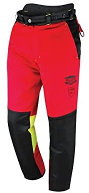 Solidur FEPA - Pantalon de Protection pour Tronçonneuse Felin Type A Classe 1 - Confort et Protection Exceptionnels - Design Sûr et Fonctionnel - Taille L - Rouge