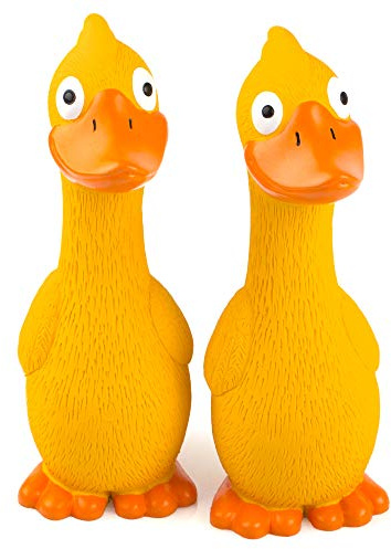 Chiwava 2er Pack 7,9 Zoll Quietschen Latex Hundespielzeug Gelb Ente Interaktives Spiel für kleine mittelgroße Hunde