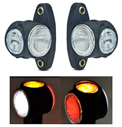 J/J Coppia Luci di Posizione Luce Ingombro LED 12-24V Camion Van Bus Autobus 3 Colori Bianco Rosso Arancio