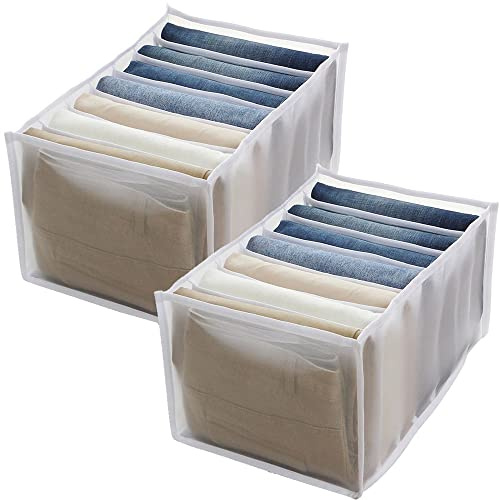 2 Stück Faltbare Mesh Aufbewahrungsbox, Faltbare Aufbewahrungsboxen Für Kleidung, Schrank Organizer, Organizer Kleiderschrank, Schrank Organizer Kleiderschrank,7 Fächer, Für Unterwäsche, Socken, Jeans