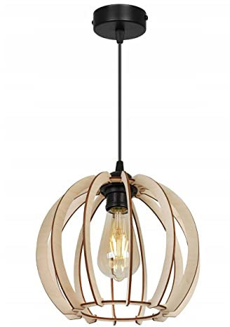 Light-Home Timber Hängelampe aus Holz und Metall - Esstischlampe Industrial für Kuche und Esszimmer - Pendelleuchte über Esstisch Schwarz/Braun - Original