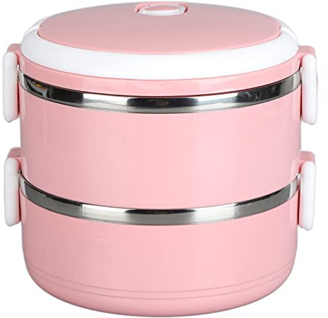 portapranzo,Thermos per cibi caldi, scatola termica impilabile per alimenti caldi, contenitore isolante per alimenti caldi, in acciaio inox 304. contenitori per alimenti sigillati(Doppio strato rosa)