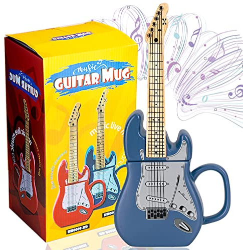 ZONSUSE Note Musicali Design Tazza da caffè, Tazza da tè Tazze Grandi, Manico Chitarra A Grano di Legno Creativo, Tazza Personalizzata in Ceramica, per Regalo, La Famiglia E Ufficio