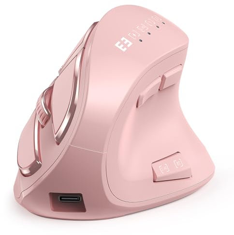seenda Vertikale Ergonomische Kabellose Maus(Dual Bluetooth +2.4G Wiederaufladbare Gaming Funkmaus, Multi-Device Wireless Mouse für Laptop/PC/Mac/Tablet/iPad(Windows/Android/iOS),Pink