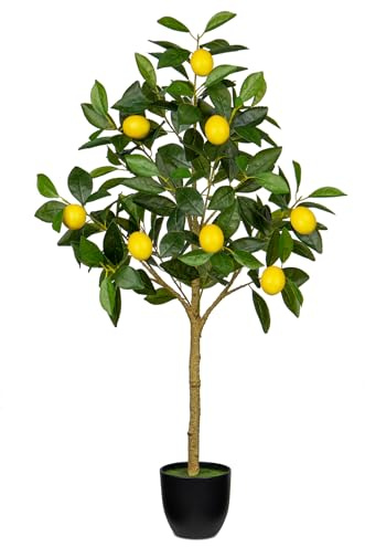 Oairse 100 cm - Grand citronnier artificiel - Grand arbre en pot - Pour l'intérieur et l'extérieur - Décoration moderne - Pour salle de bain, salon, chambre à coucher, balcon
