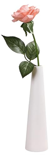 Jarrón de cerámica blanca con diseño de brotes pequeños, florero decorativo para decoración del hogar, centros de mesa florales, jarrón minimalista moderno para dormitorio, sala de estar, oficina,