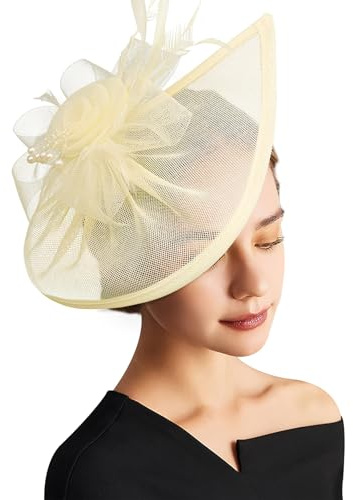 DRESHOW Fascinator Hats Tea Party Hat Vintage Pillbox Hat | for Girl and Women, Elegant Formal Headpiece, Cocktail Party Hat, With Hair Clip, Lightweight Sinamay, Wedding Guest Headwear