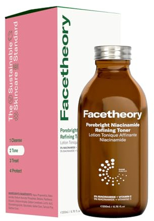 facetheory Porebright Niacinamide Refining Toner - 5% Niacinamide & Vitamin C - Evens Skin Tone & Pore Refining - Vegan & Cruelty-Free (200 ml)