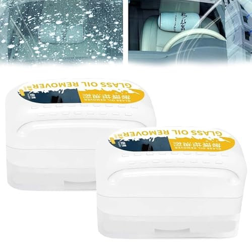 SHUOHONG 2 Pezzi Pellicola per Vetri Finestre Automotive Oil Film Cleaning Brush, Pulizia Auto Detergente Pellicole di Olio Vetri, Liquido Parabrezza Pulizia