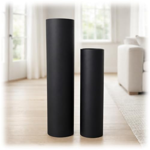 Leewadee set med 2 golvvaser i Metal, Svart, 60/47 cm - elegant accent för vardagsrum, hall, eldstad och kontor - perfekt för pampasgräs och torkade kvistar