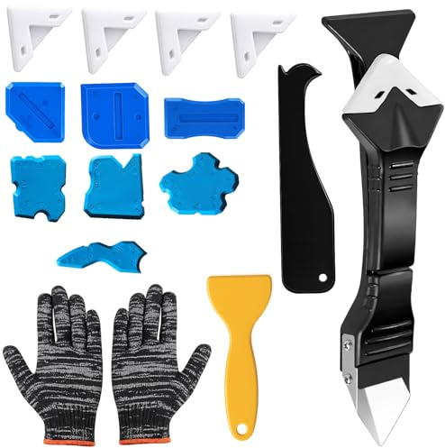 15pcs Silicone Remover Tool, Caulking Tool, Sealant Remover Set, Professional Kit for Home and Workshop Use, for Cleaning in Kitchens, Bathrooms, Floors and Windows