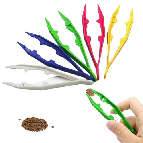 Zyssby 5 Pcs Plastic Tweezers,Lightweight Durable Plastic Tweezer,4.3 Inch Multi-Purpose Tweezers for Crafting,Multiple Colors Craft Tweezer Set,for Kids Handmade DIY Crafts Feeding Reptile(5 Colors)